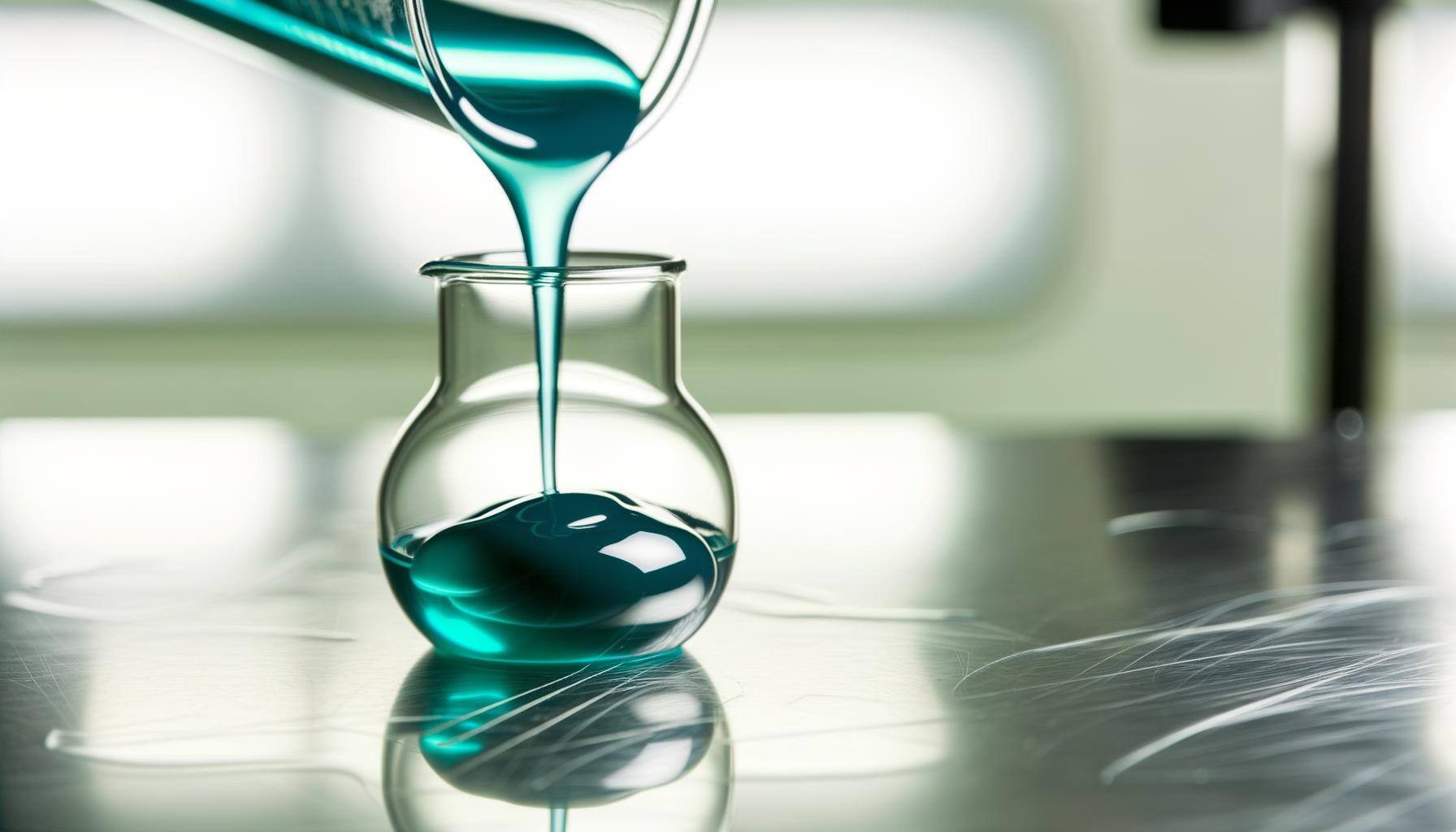 image of a viscous fluid being poured into a flask